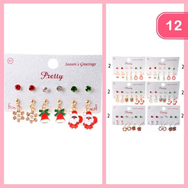 CHRISTMAS MULTI POST DANGLE EARRING (12 UNITS)