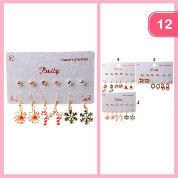 CHRISTMAS MULTI POST DANGLE EARRING (12 UNITS)