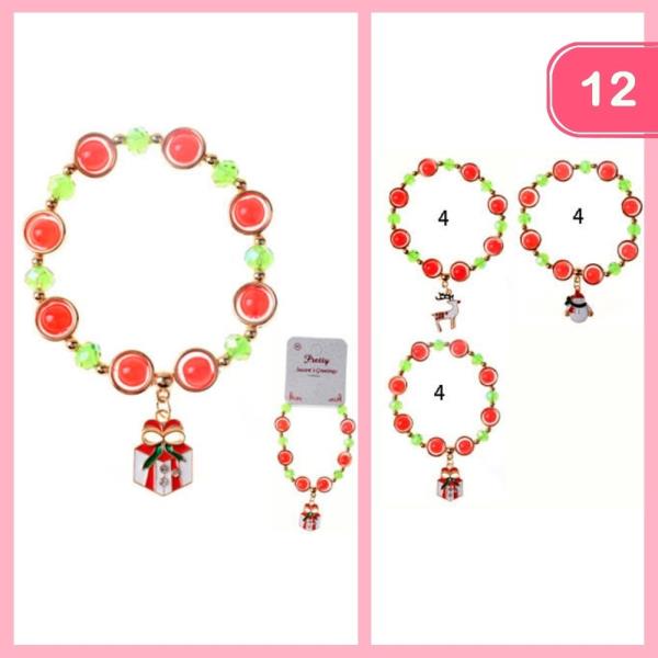 CHRISTMAS BEAD CHARM BRACELET (12 UNITS)