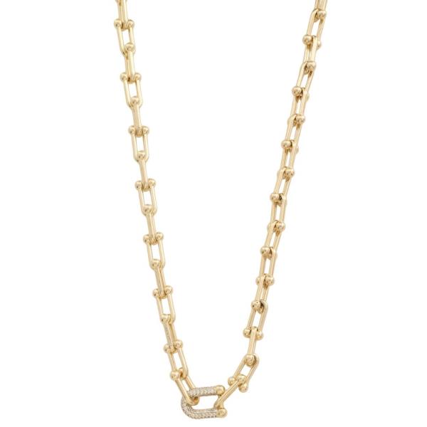 14K GOLD PLATED U LINK CZ NECKLACE