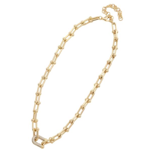 14K GOLD PLATED U LINK CZ NECKLACE