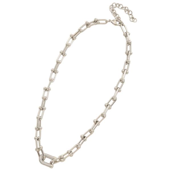 14K GOLD PLATED U LINK CZ NECKLACE
