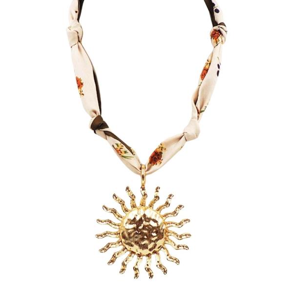 FABRIC  SUN PENDANT NECKLACE