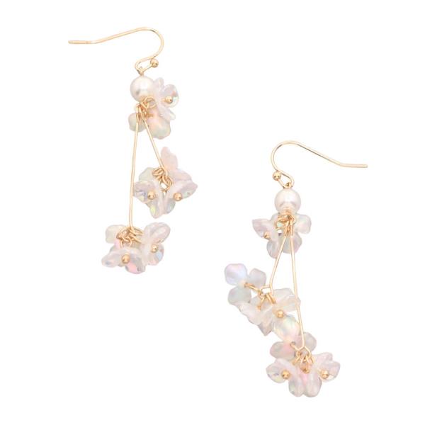 PETAL FLOWER  PEARL DROP FISHHOOK EARRING