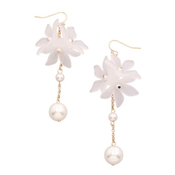 FLOWER DROP FISH HOOK EARRINGS