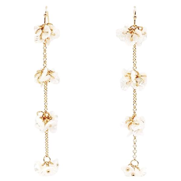 FLOWER DROP DANGLE FISH HOOK EARRING