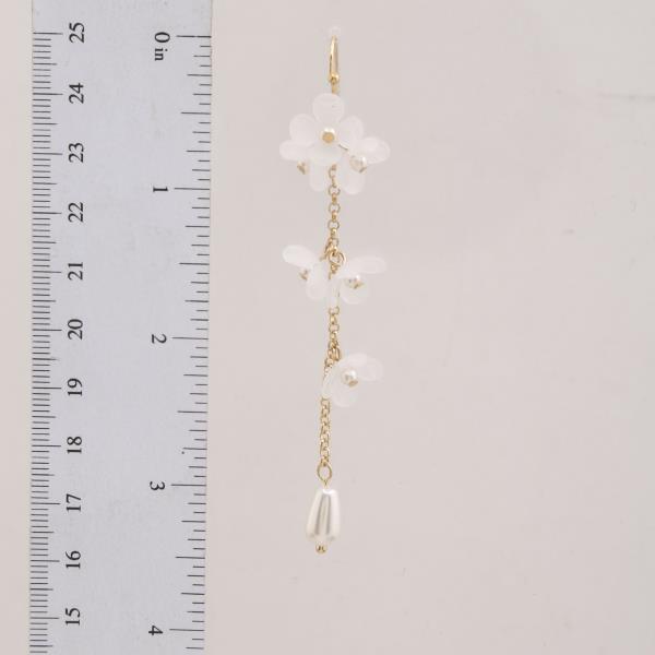 FLOWER DROP PEARL FISH HOOK EARRING