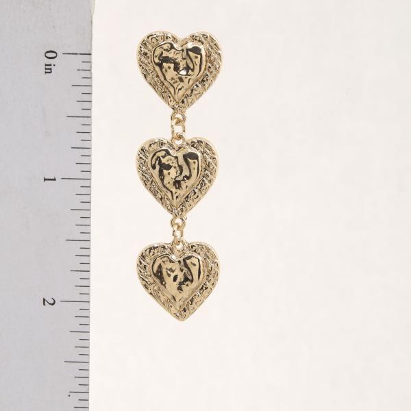 3LYD TEXTURED HEART DROP EARRINGS