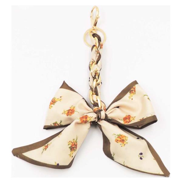 FLOWER PRINT SCARF BOW BAG CHARM