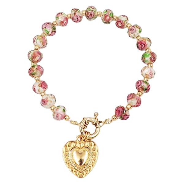 ROSE GLASS HEART TOGGLE BRACELET