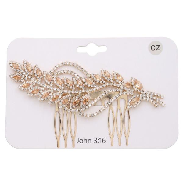 SWIRL METAL RHINESTONE COMB HAIR PIECE