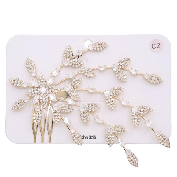 FLORAL RHINESTONE COMB HAIR PIECE