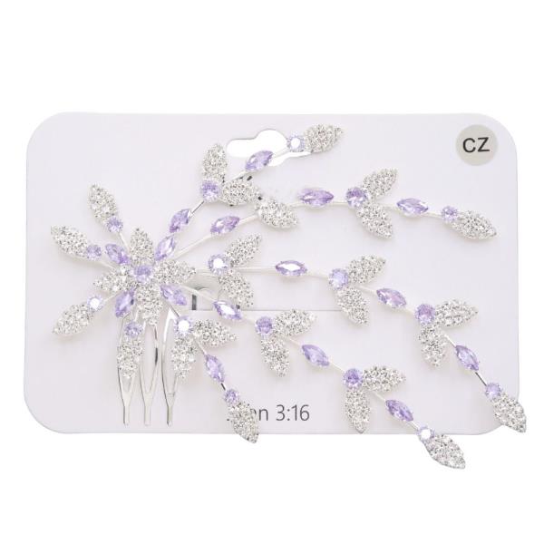 FLORAL RHINESTONE COMB HAIR PIECE