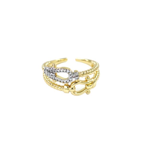 TWO TONE U LINK  METAL EARRING