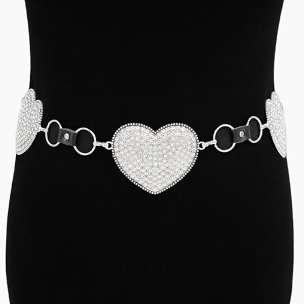 RHINESTONE HEART CHAIN LINK BELT