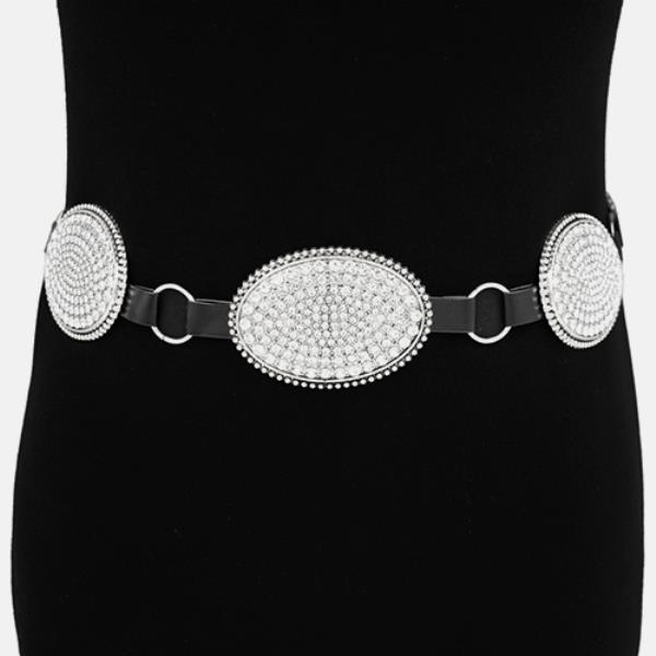 RHINESTONE OVAL DISC BELT