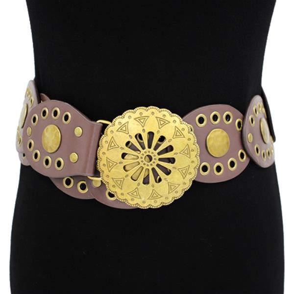 WESTERN METAL FLORAL Y2K DISC BUCILE BELT