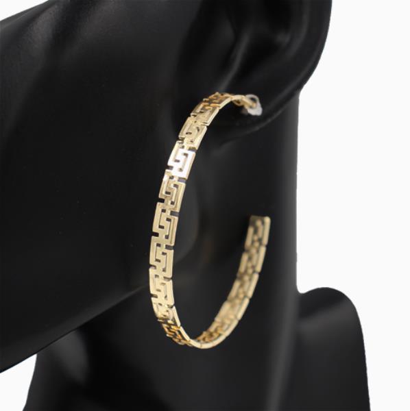 GREEK PATTERN OPEN HOOP EARRING