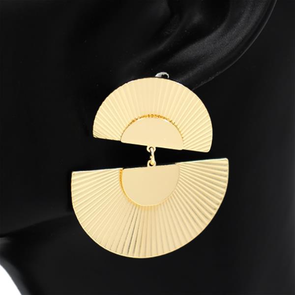 METAL CUT ROUND DANGLE EARRING