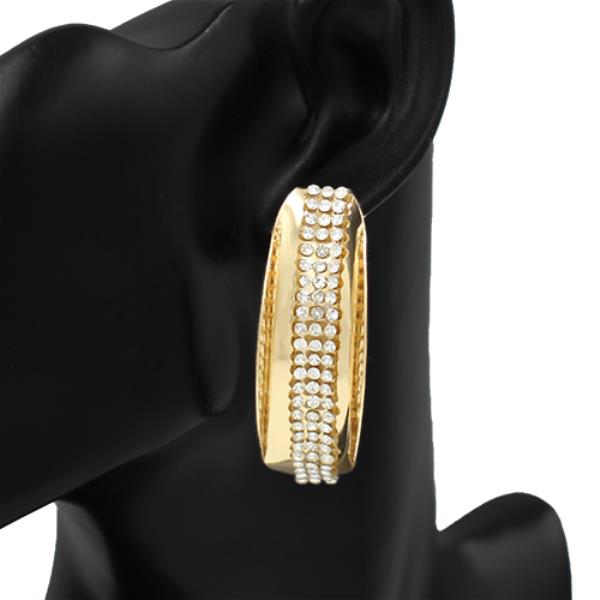 RHINESTONE EDGE METAL HOOP EARRING