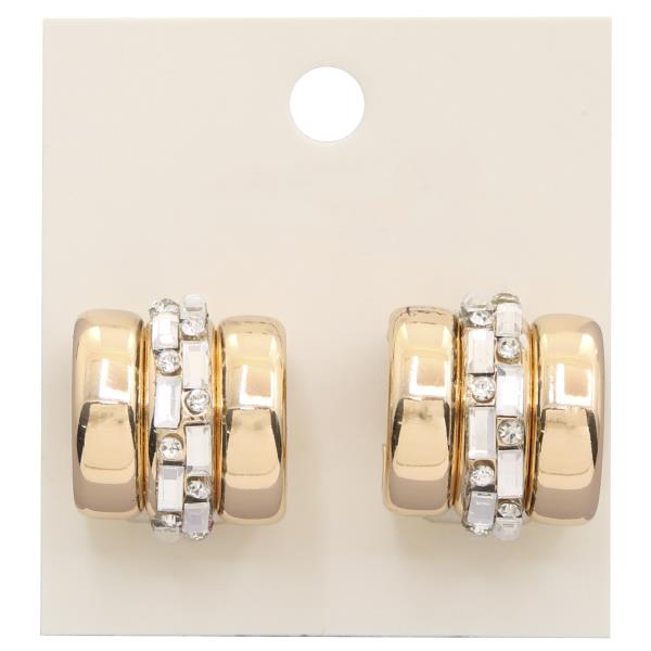 RHINESTONE DOUBLE HOOP EARRING