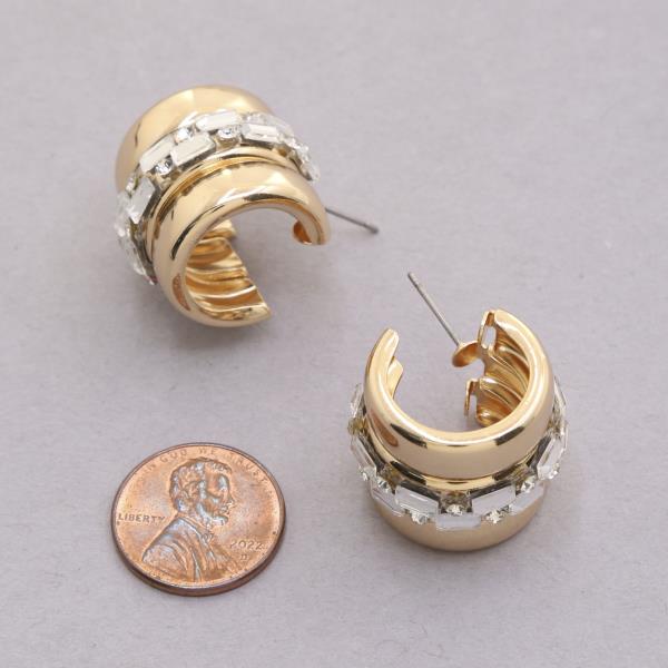 RHINESTONE DOUBLE HOOP EARRING