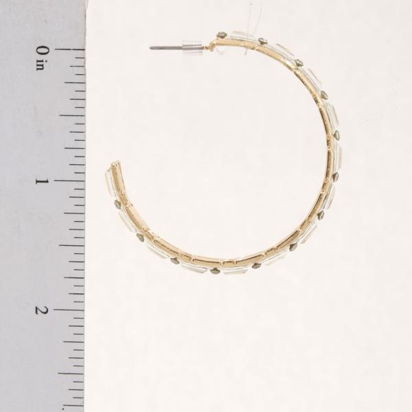 CRYSTAL EDGE RECTANGLE OPEN HOOP EARRING