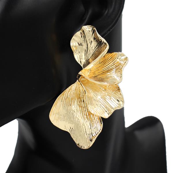 HALF FLOWER METAL EARRING