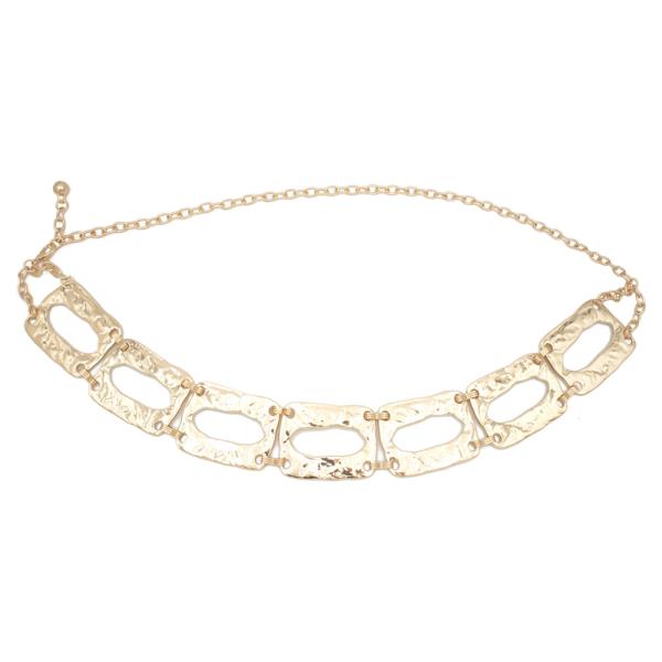 TEXTURED METAL RECTANGLE LINK CHAIN BELT