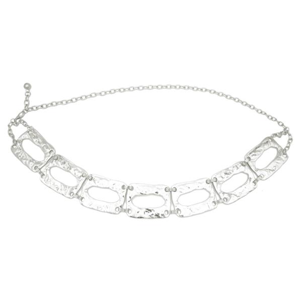 TEXTURED METAL RECTANGLE LINK CHAIN BELT