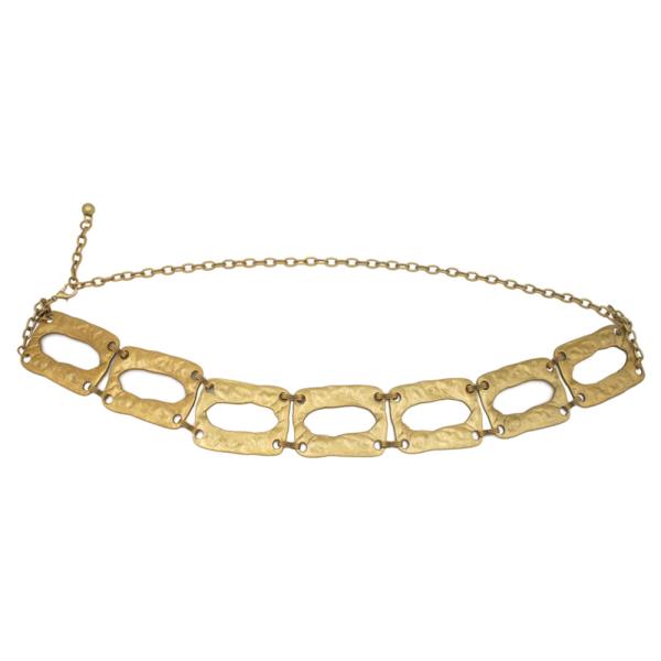 TEXTURED METAL RECTANGLE LINK CHAIN BELT