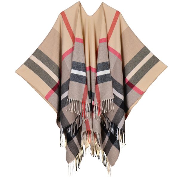 FRINGE PLAID KIMONO