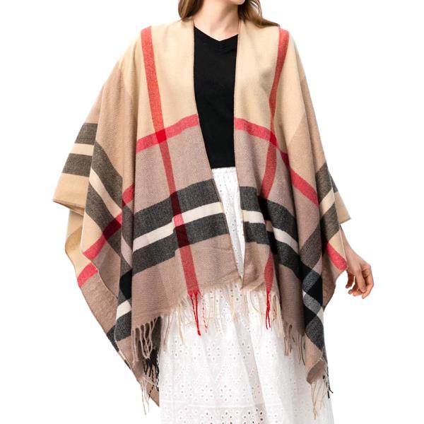 FRINGE PLAID KIMONO