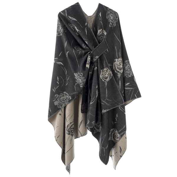 ROSE PRINT DESIGN PONCHO