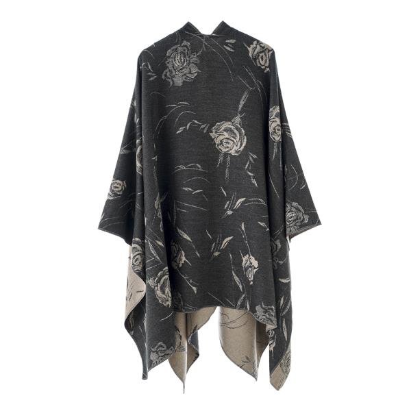 ROSE PRINT DESIGN PONCHO
