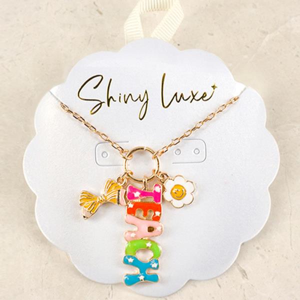 TEACH PENCIL BOW FLOWER CHARM NECKLACE