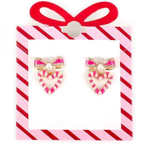 HEART CANDY CANE POST EARRING