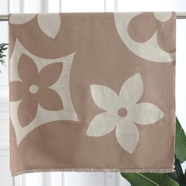 FLOWER PATTERN FRINGE EDGE LIGHTWEIGHT OBLONG SCARF