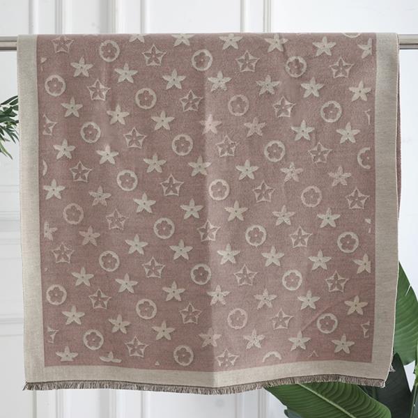 FLOWER MONOGRAM PATTERN FRINGE EDGE LIGHTWEIGHT OBLONG SCARF
