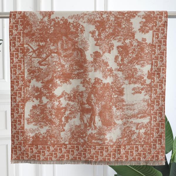 SCENIC PATTERN JACQUARD FRINGE EDGE LIGHTWEIGHT OBLONG SCARF