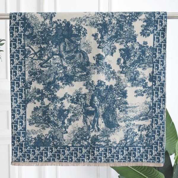 SCENIC PATTERN JACQUARD FRINGE EDGE LIGHTWEIGHT OBLONG SCARF
