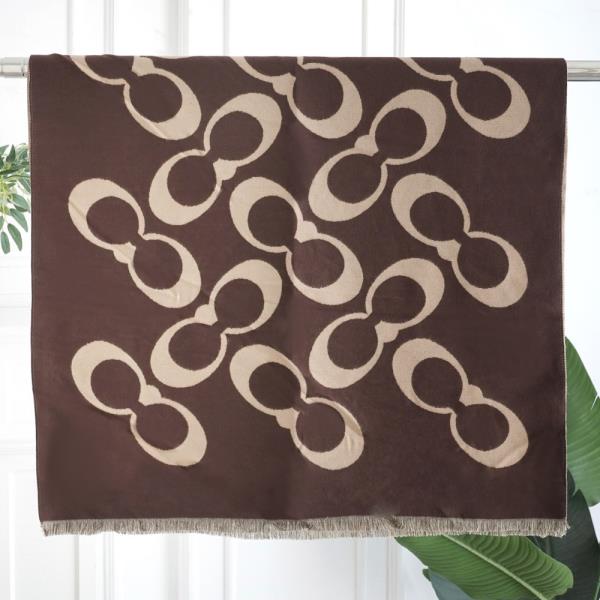 OVAL PATTERN FRINGE EDGE LIGHTWEIGHT OBLONG SCARF