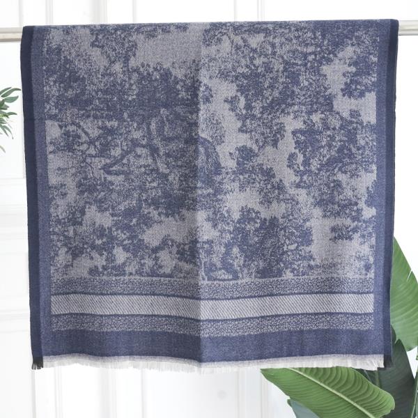 SCENIC PATTERN JACQUARD FRINGE EDGE LIGHTWEIGHT OBLONG SCARF