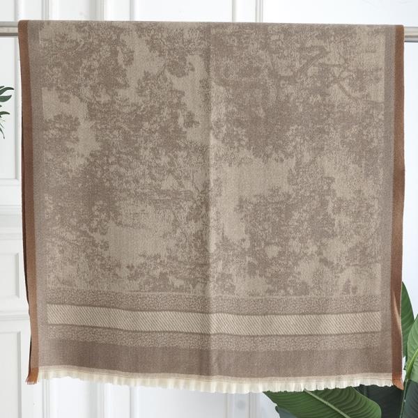 SCENIC PATTERN JACQUARD FRINGE EDGE LIGHTWEIGHT OBLONG SCARF