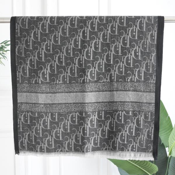 MONOGRAM PATTERN FRINGE EDGE LIGHTWEIGHT OBLONG SCARF