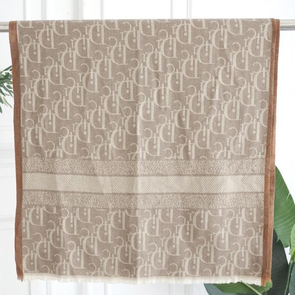 MONOGRAM PATTERN FRINGE EDGE LIGHTWEIGHT OBLONG SCARF
