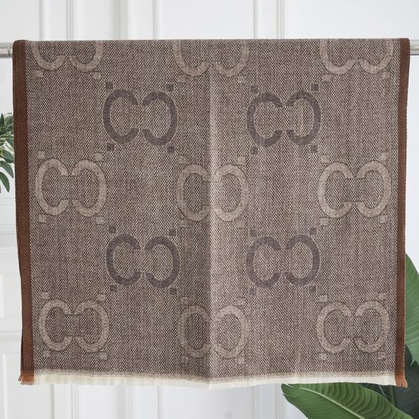 MONOGRAM PATTERN FRINGE EDGE LIGHTWEIGHT OBLONG SCARF