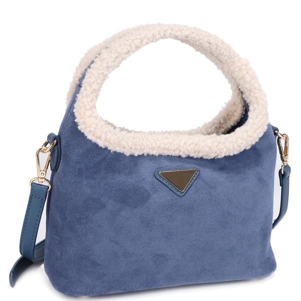 SMOOTH FUR DESIGN HANDLE CROSSBODY BAG