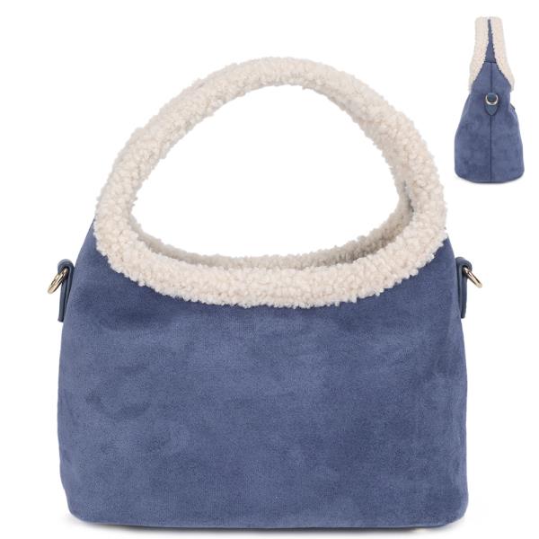 SMOOTH FUR DESIGN HANDLE CROSSBODY BAG