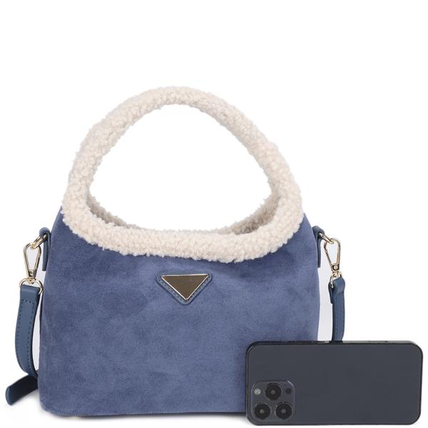 SMOOTH FUR DESIGN HANDLE CROSSBODY BAG